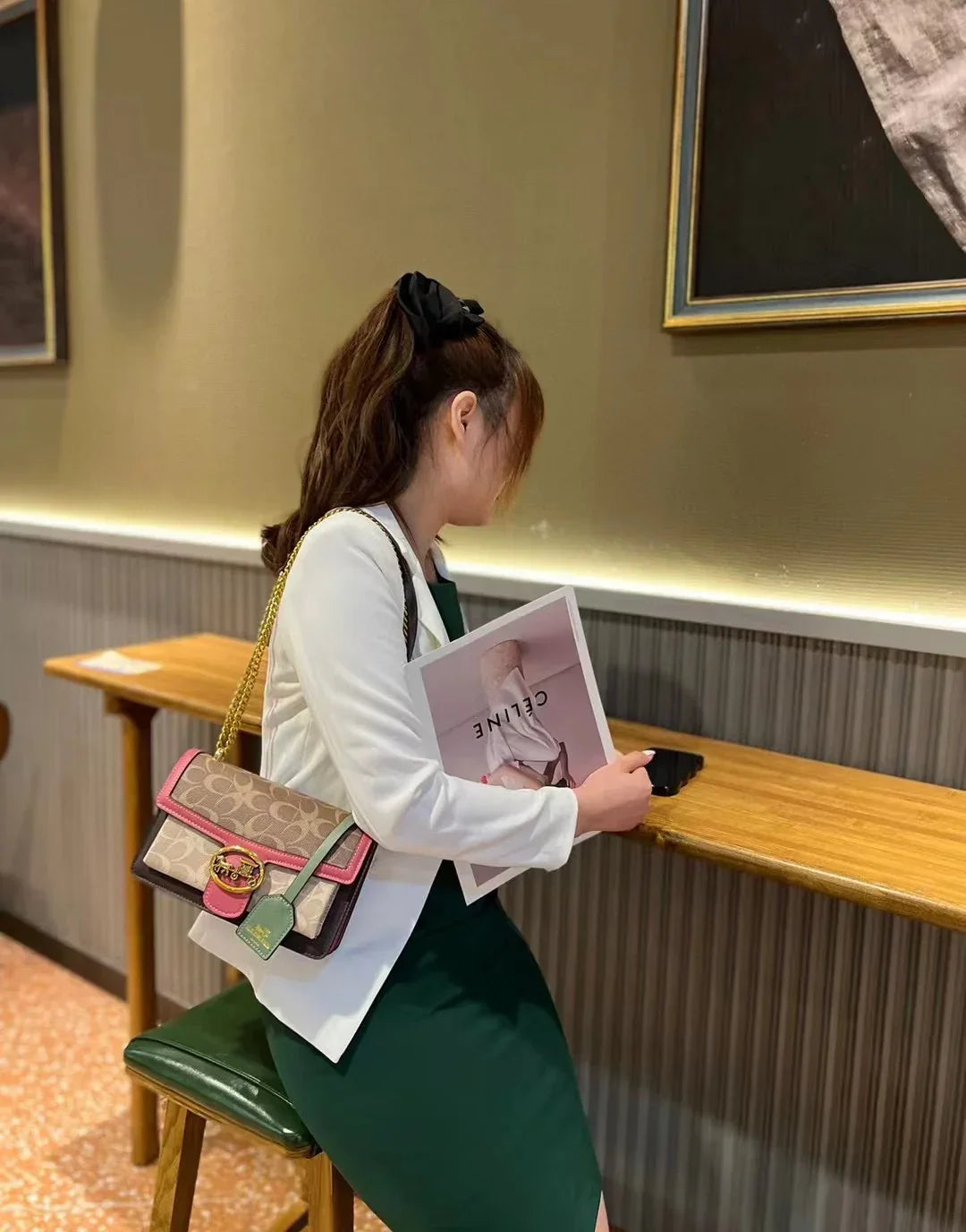 luxury contrast single shoulder underarm bag