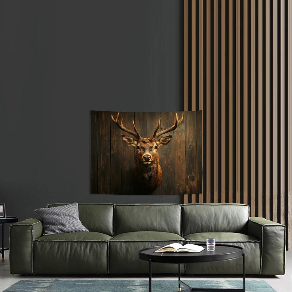 Classic Deer Head Tapestry Elegant Polyester Wall Art