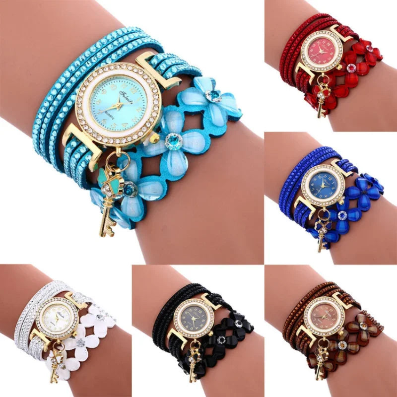 White Chimes Leather Bracelet Watches