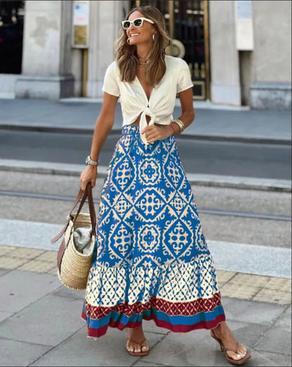 Large Swing Boho Midi Skirt