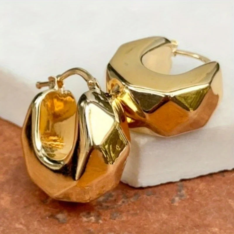 Wide Face Hoop Copper Golden Plated Bohemian Earrings