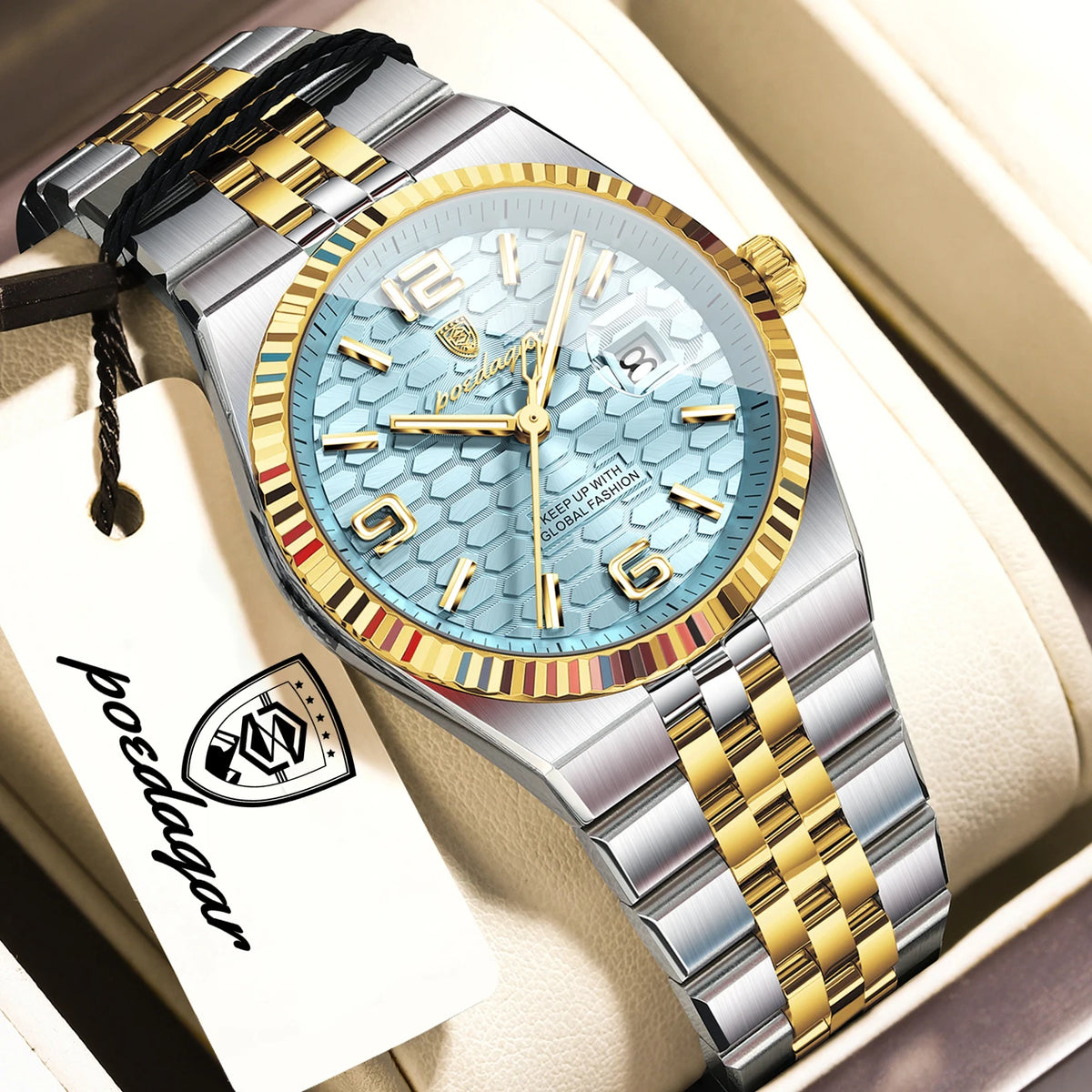 Quartz Stainless Steel Date Elegant Luminous Waterproof Watch