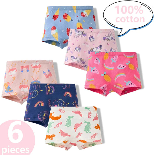 3/6 Pcs 100% Cotton Pretty Cartoon Boxer Set