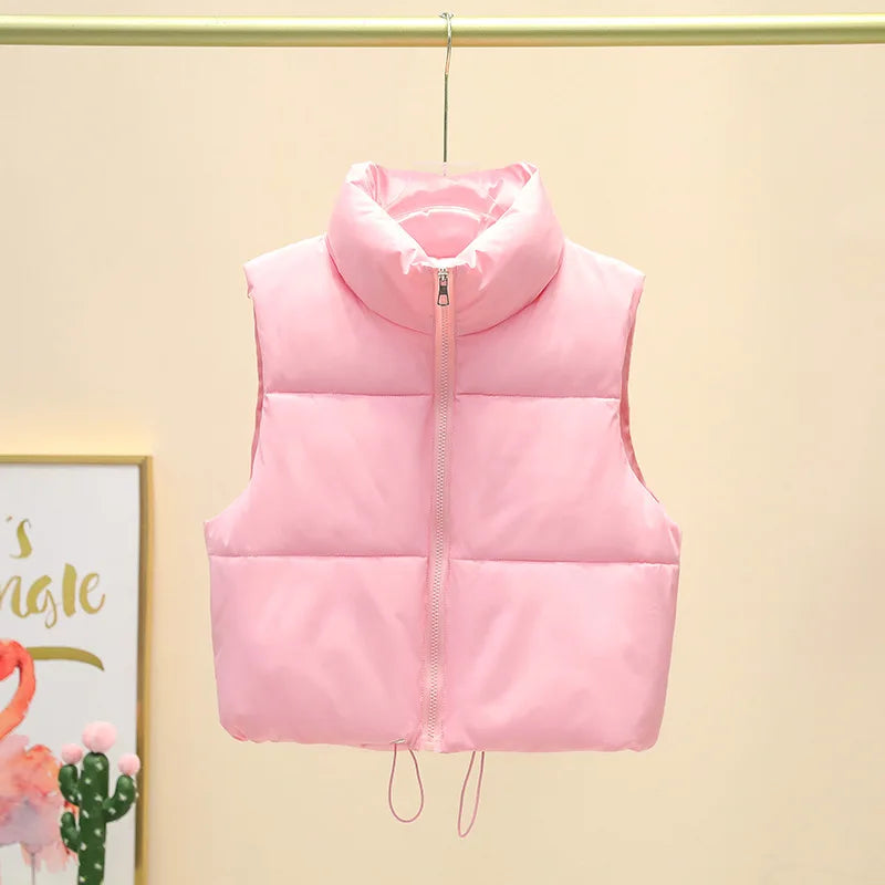 Short Down Sleeveless Vest Stand Collar Zipper Jacket