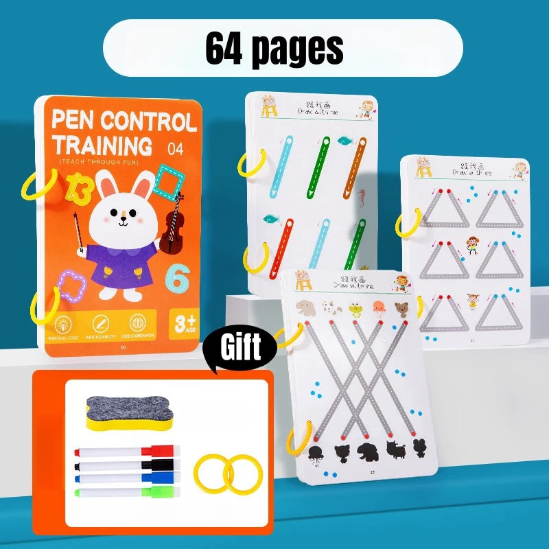 All-in-One Magic Tracing Coloring Book Reusable Pen Control Workbook