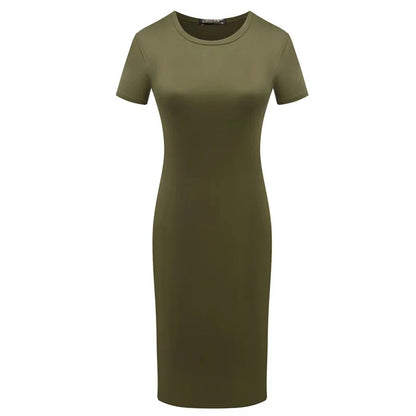 Shinny Casual Short Sleeve Bodycon Sheath Dress