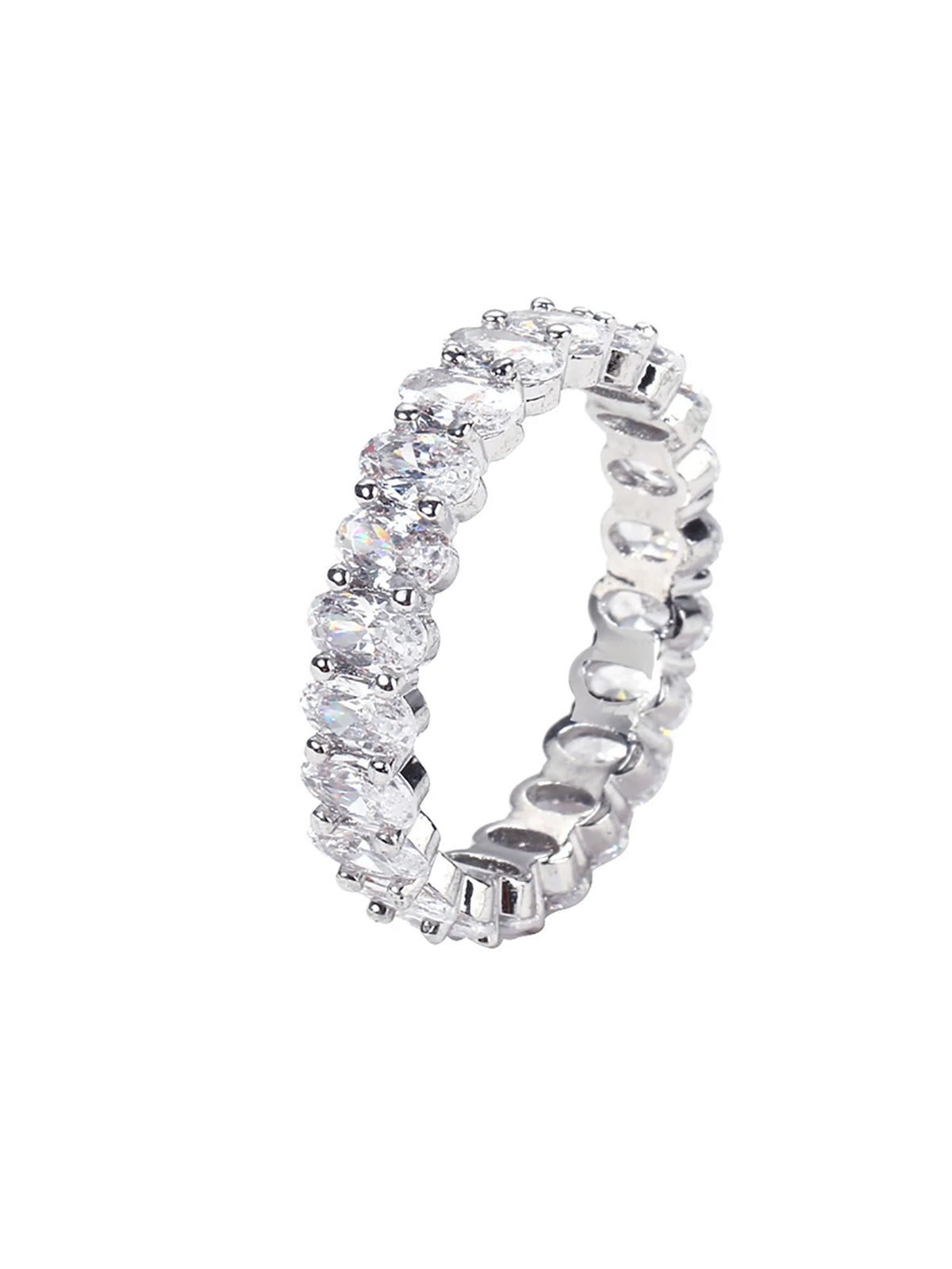 925 Sterling Silver Simplicity Classic Gorgeous Zircon Oval Ring
