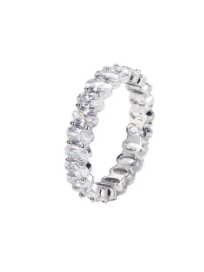 925 Sterling Silver Simplicity Classic Gorgeous Zircon Oval Ring