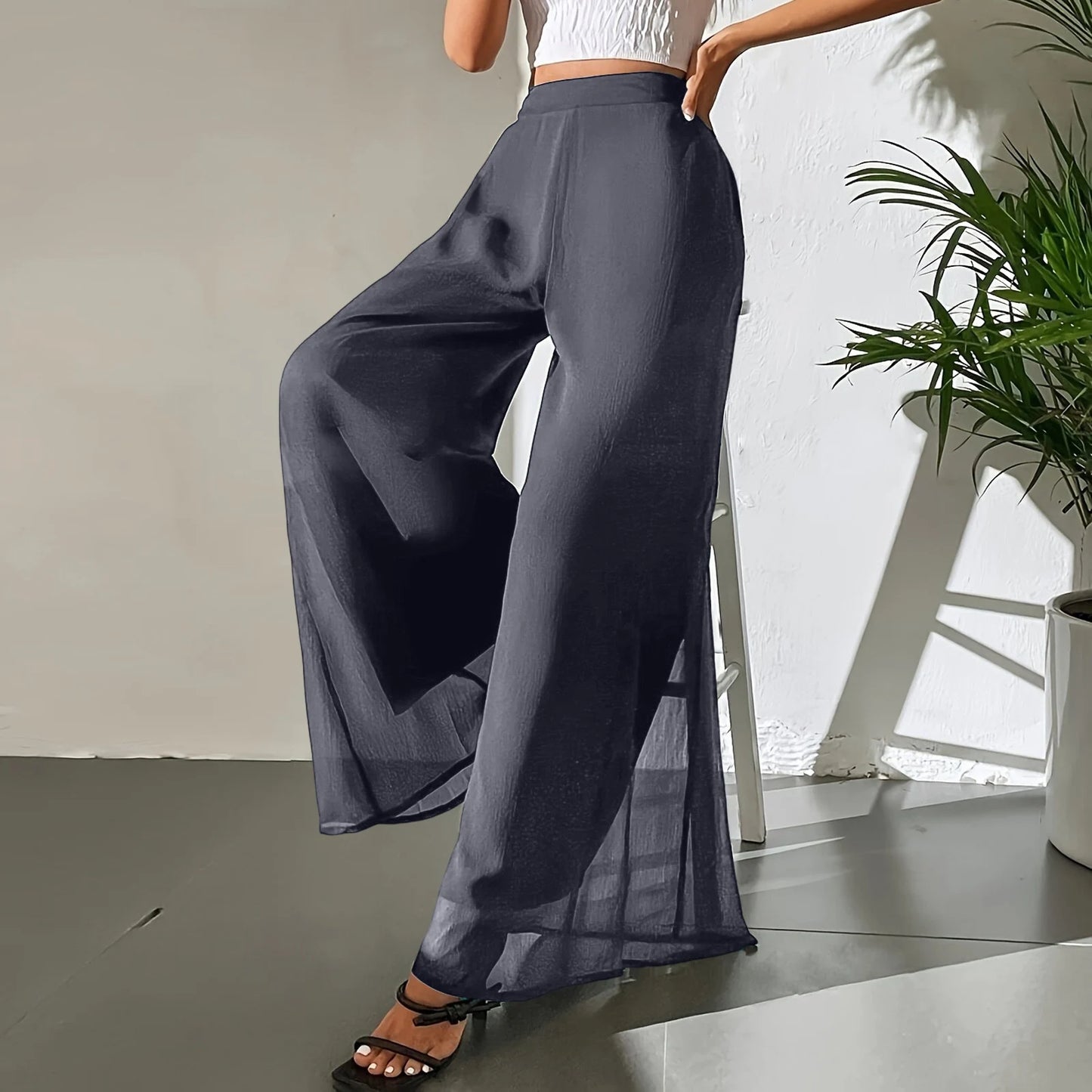 Loose Ice Silk Chiffon Wide Legged Straight Pants