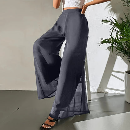 Loose Ice Silk Chiffon Wide Legged Straight Pants