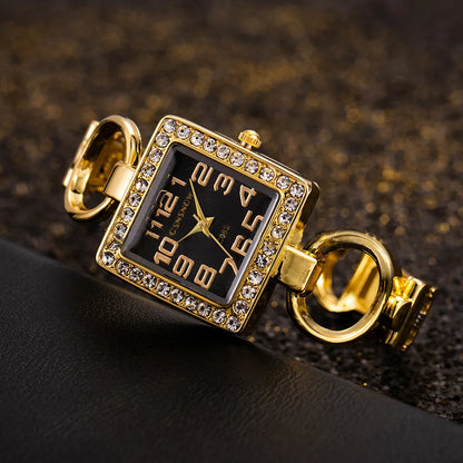 Gold Bangle Bracelet Stainless Steel Quartz Watch