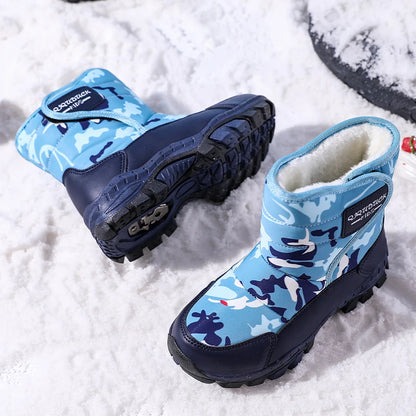 Snow Winter Plush Waterproof Fabric Non-Slip Rubber Sole Boots