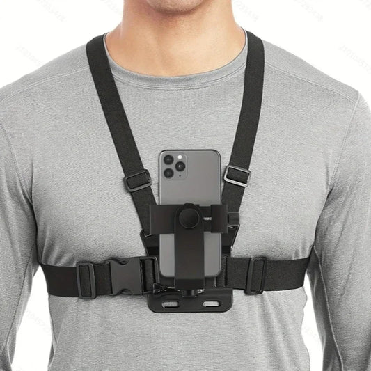Adjustable Phone Clip Holder With Chest Strap Fixation Bracket