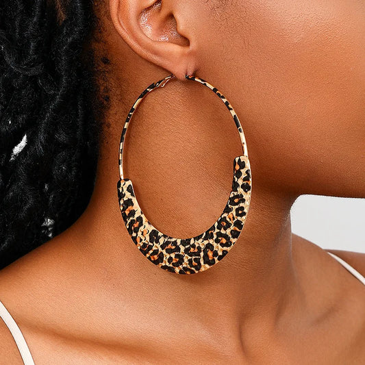 Metal Leopard Print Clip On Hoop Classic Timeless  Earrings