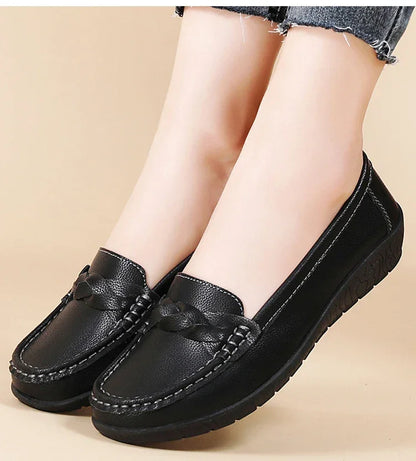 Soft Leather Loafer Flats Slip Shoes