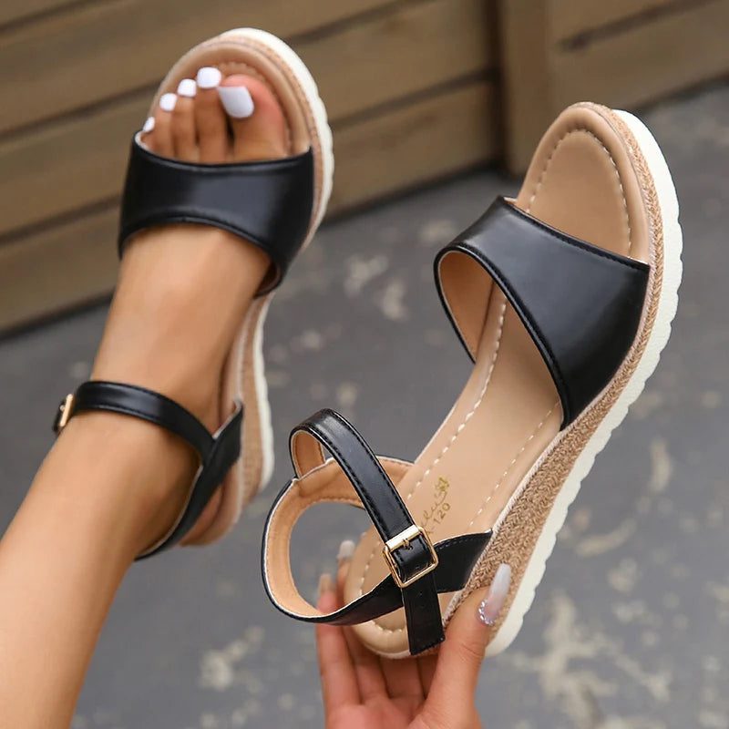 Lightweidght Wedge Ankle Strap Platform Thick Sole Non Slip Sandals