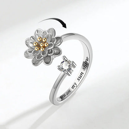 DANA 925 Silver Sunflower Diamond Zircon Ring