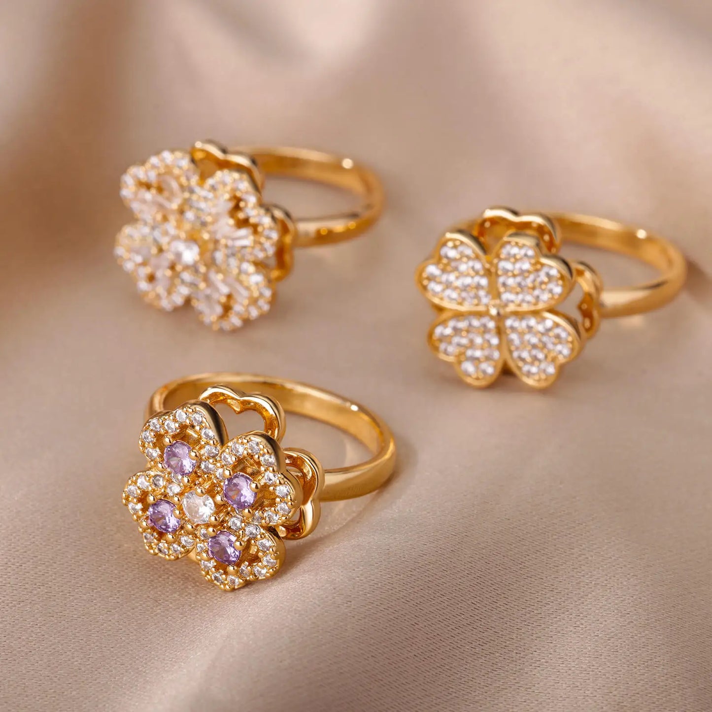 DANA Zircon Four Leaf Clover Rings