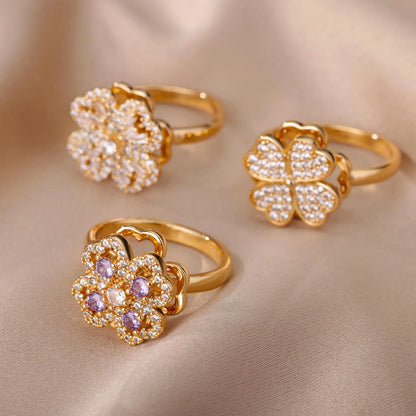 DANA Zircon Four Leaf Clover Rings