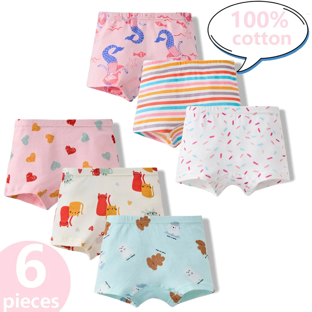 3/6 Pcs 100% Cotton Pretty Cartoon Boxer Set