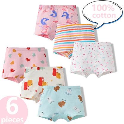 3/6 Pcs 100% Cotton Pretty Cartoon Boxer Set