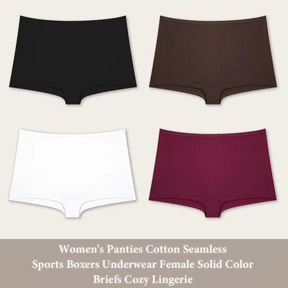 4PCS Cotton Seamless Sports Boxers Underwear  Briefs Cozy Lingerie XS-XL