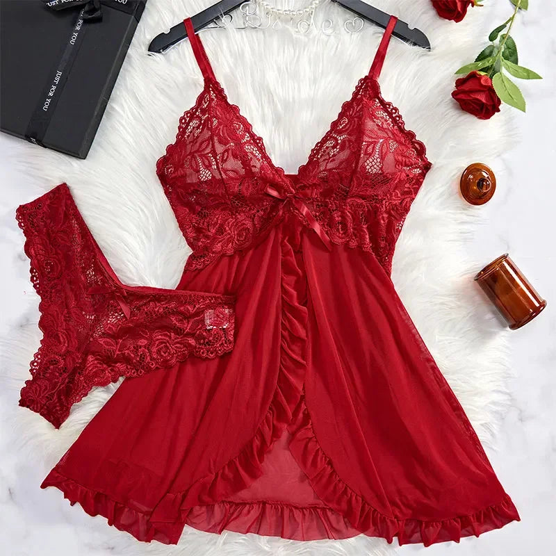 G-string Nightgown Sexy Sleepwear Lingerie Set