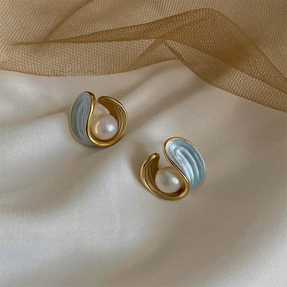 Korean Crystal Geometric Round Earrings