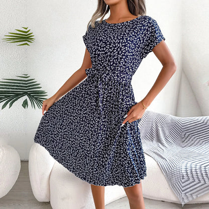 Short Sleeve High Waist Dress