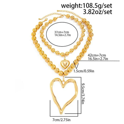 Exaggerated Vintage Large Heart Pendant Necklace