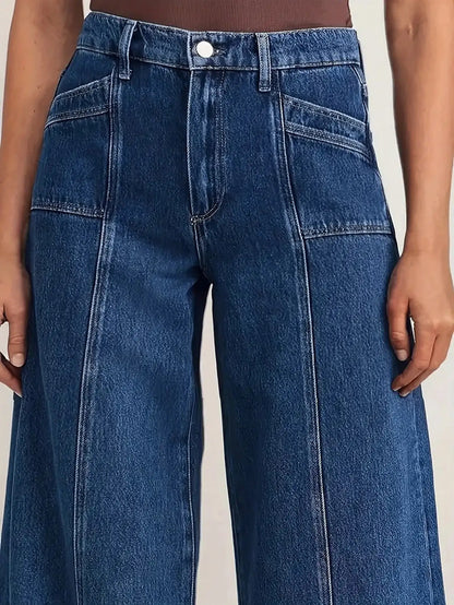 Deep Blue Wide Leg Stylish Denim Jeans