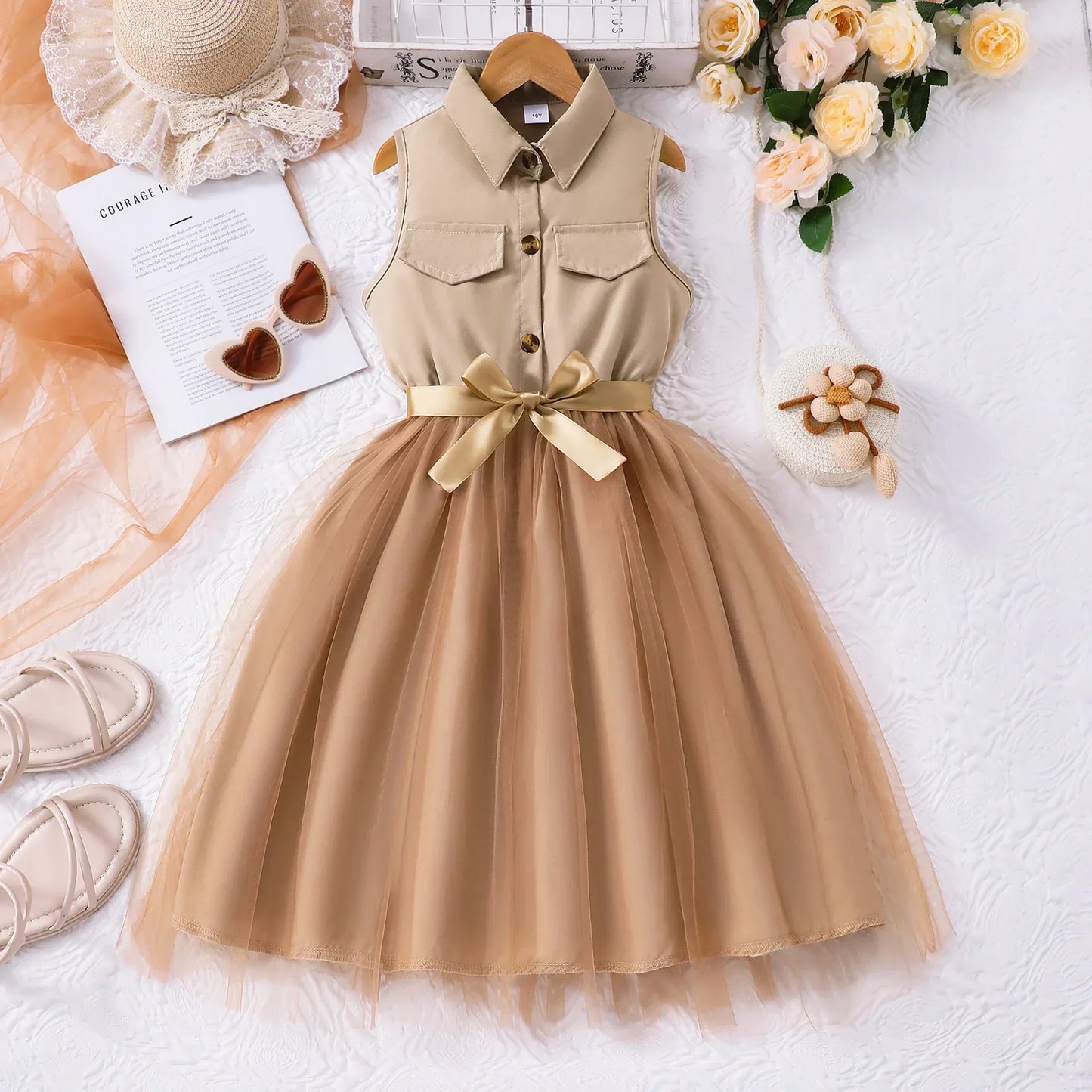 Teen Girl Sleeveless Mesh Princess Dress