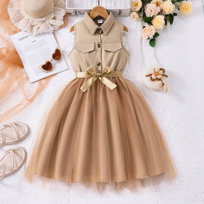 Teen Girl Sleeveless Mesh Princess Dress