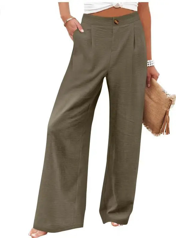 Cotton-Linen Casual Lightweight Elastic Waist Lounge Pants