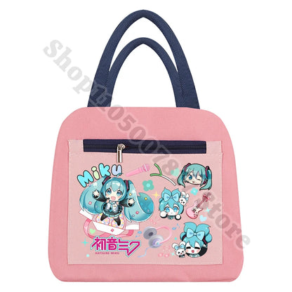 Girl Cartoon Printed Lunch Tote Casual Storage