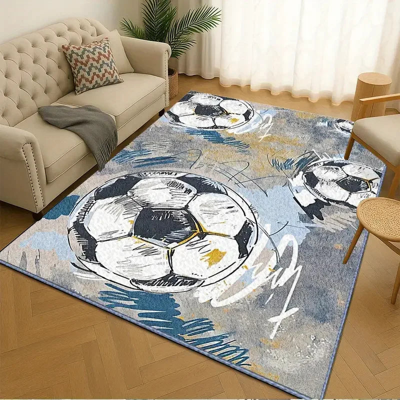 3D Ball Soccer Carpet Living Room Floor Mat Non Slip Kids Play Area Rug