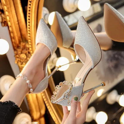 Sexy Silver High Stiletto Heels Shoes