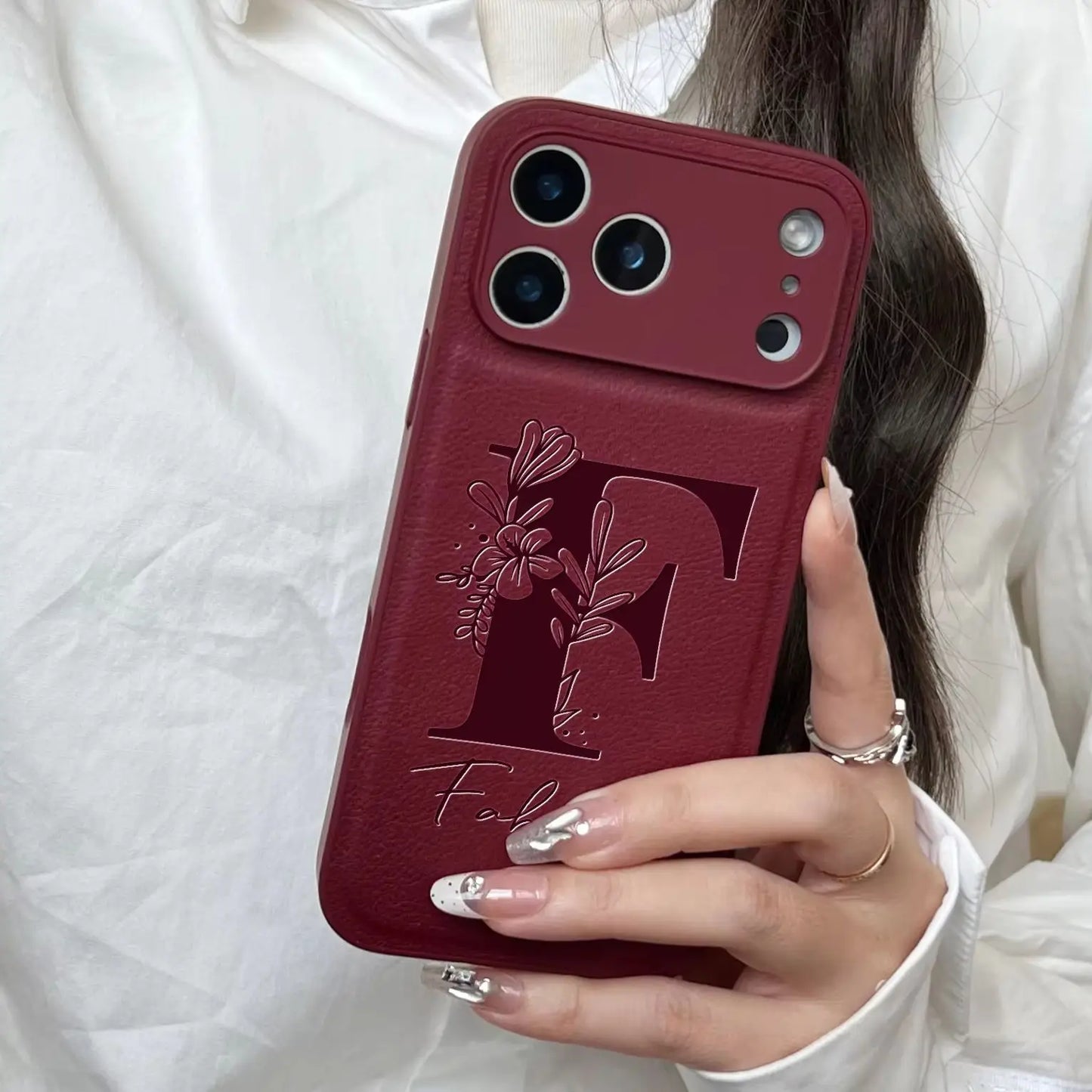 Initial Custom Big Letter with Flowers iPhone Case