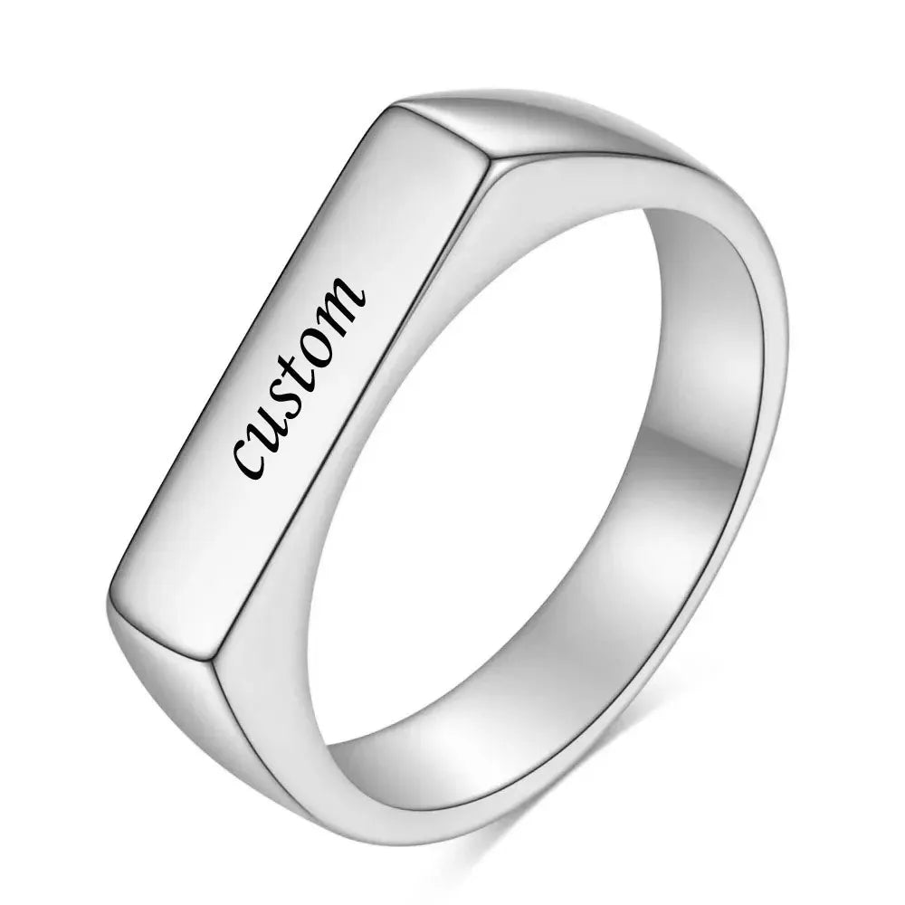 Customized Letter Pattern Logo Stainless Steel Rings