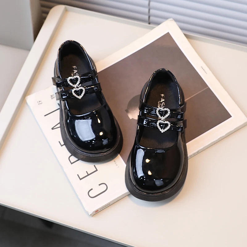 Leather Elegant Mary Janes Chunky Hook-loop 26-36 Shoes
