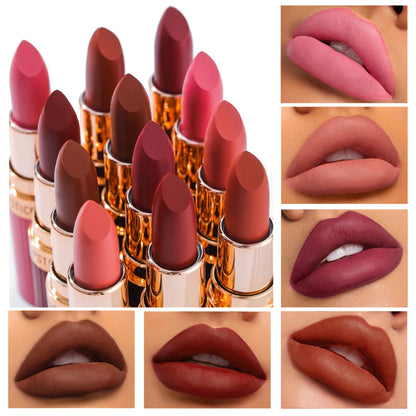 6 Color Matte Lipstick Velvet Dark Brown Lip Gloss Waterproof Lip Stick