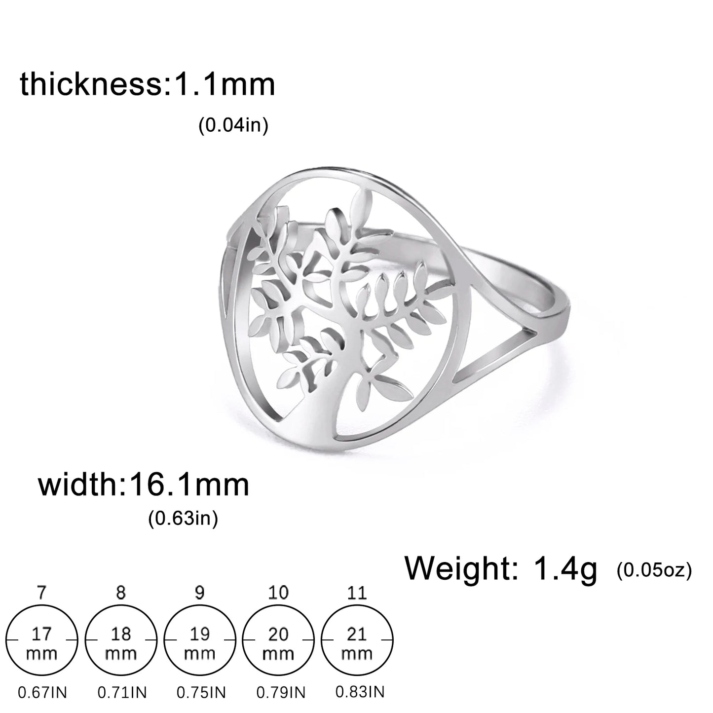 316L Stainless Steel Tree Of Life Ring