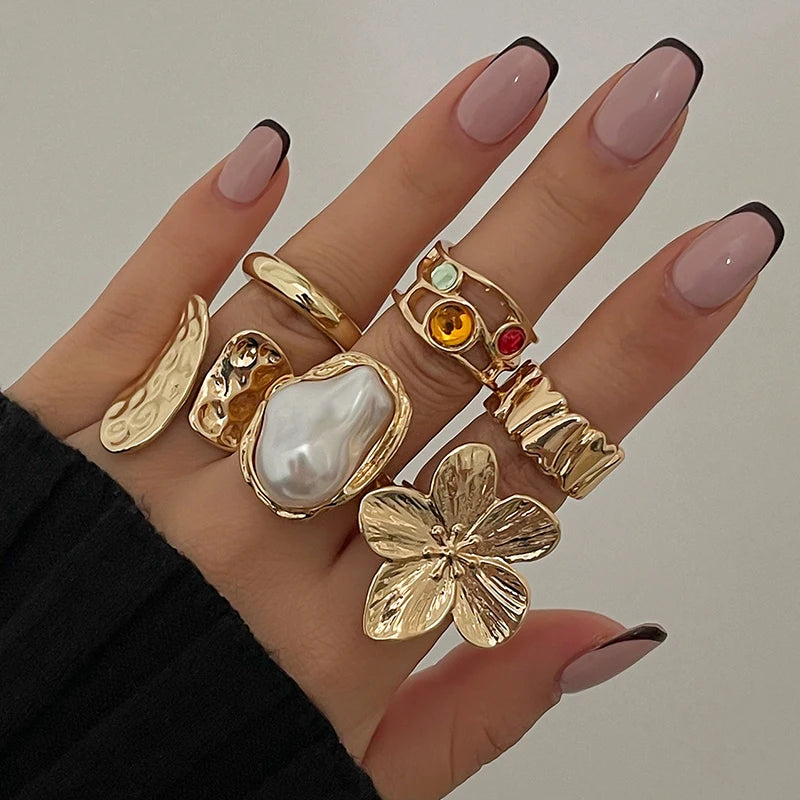 DANA Punk Exaggerated Metal Rings Set
