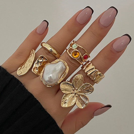 DANA Punk Exaggerated Metal Rings Set