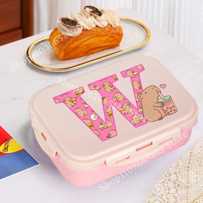 Capybara Cute Lunch Box Girls Capibara Letter A-Z Bento Box