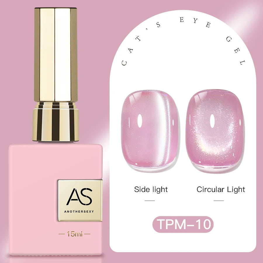 15ml Peachy Whimsy Pink Cat Eye Gel Nail Polish Glitter
