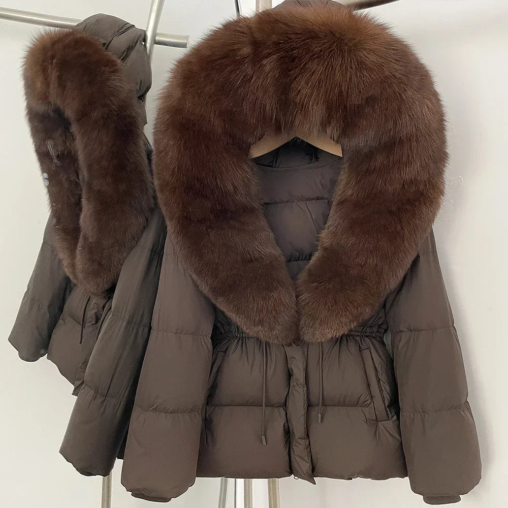 Real Fox Fur Puffer Jacket Coat