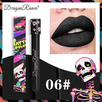 12 Color Halloween Lip Gloss Makeup Black Green Purple Waterproof Matte Lipstick