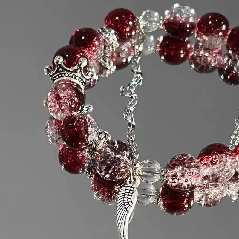 Fairy Butterfly Green Bead Tassels Chain Bracelet