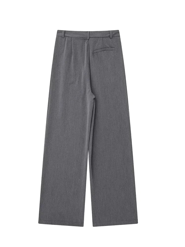 Front Zipper Straight High Waist Chic Pants